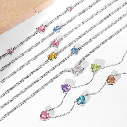 [ElanLuxe Jewelry]Dazzling Pink Heart Flower Necklace