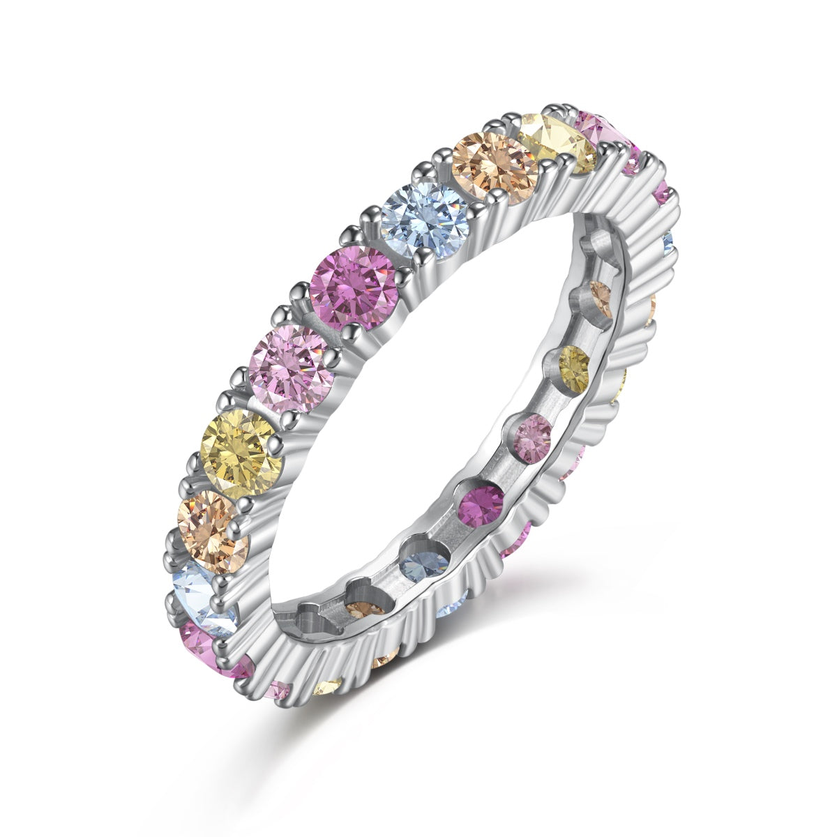 [ElanLuxe Jewelry]Dazzling Lustrous Round Cut Tennis Ring