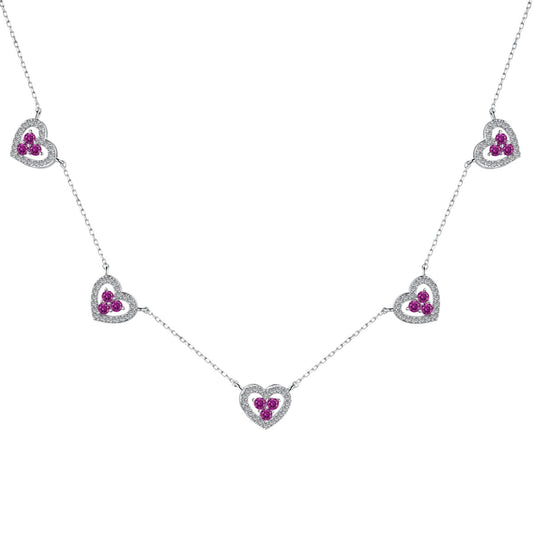 [ElanLuxe Jewelry]Sparkling Five Heart Necklace