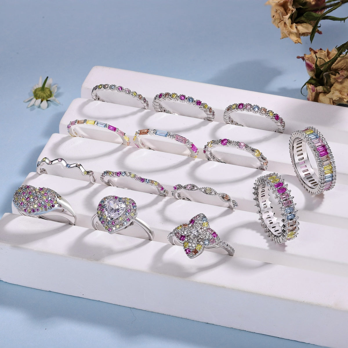 [ElanLuxe Jewelry]Dainty Colorful Round Cut Party Ring