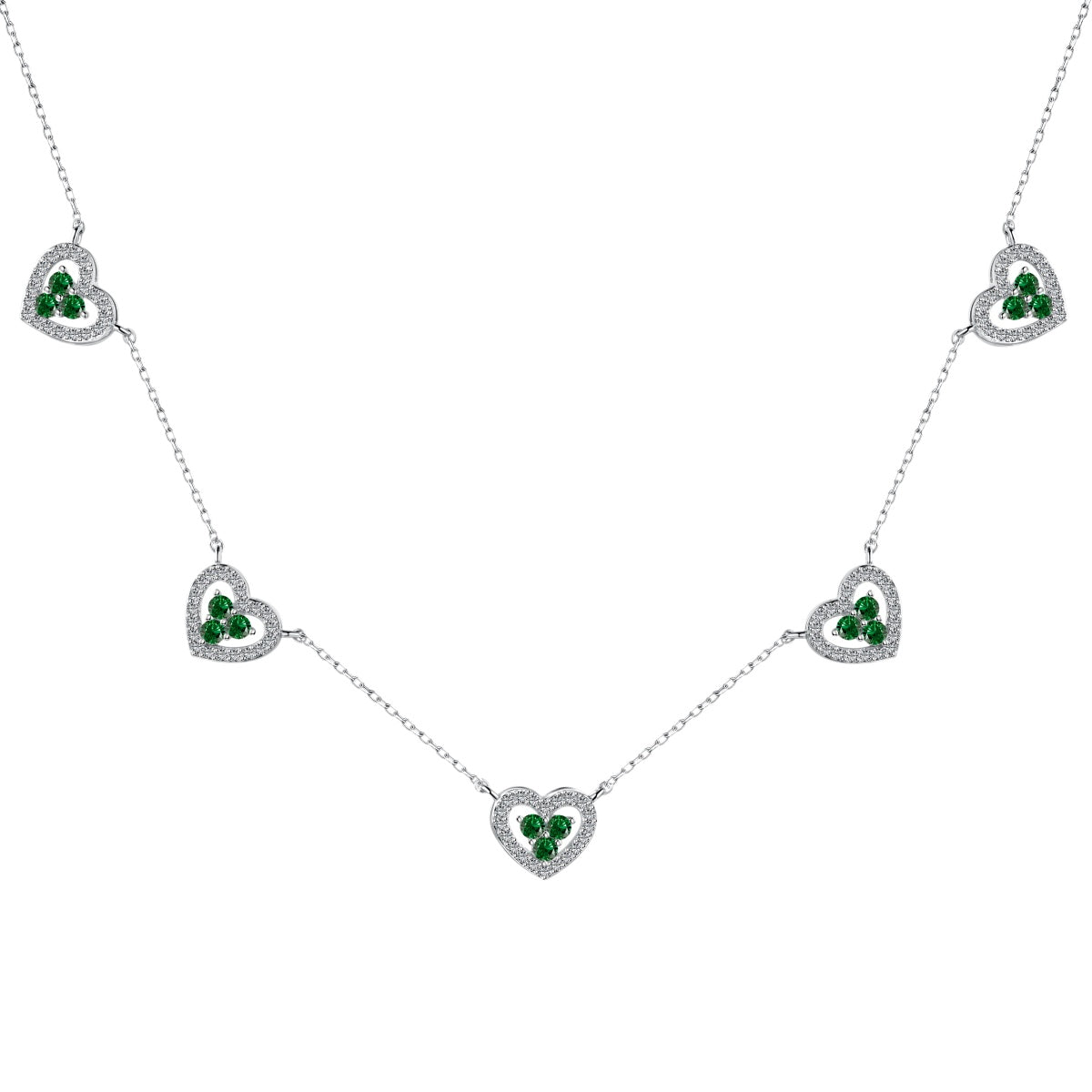 [ElanLuxe Jewelry]Sparkling Five Heart Necklace