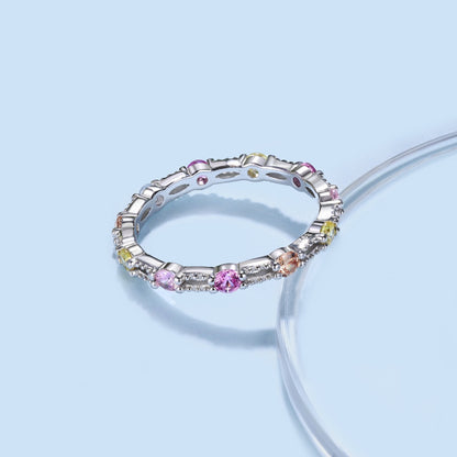 [ElanLuxe Jewelry]Sparkling Colorful Round Cut Tennis Ring