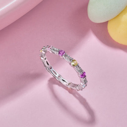 [ElanLuxe Jewelry]Sparkling Colorful Round Cut Tennis Ring