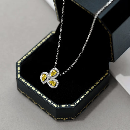 [ElanLuxe Jewelry]Elegant Flower Shape Pear Cut Necklace