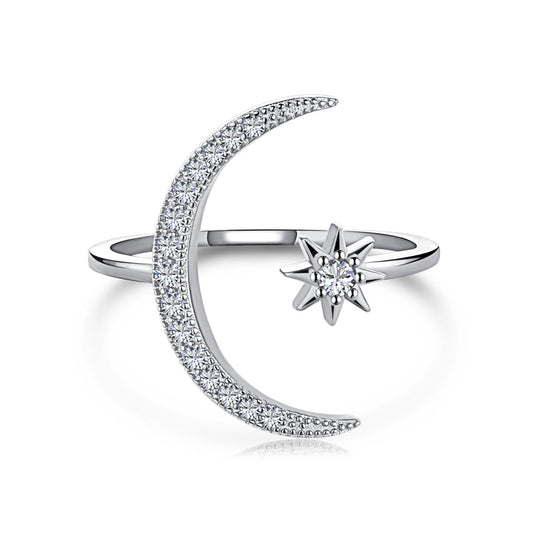 [ElanLuxe Jewelry]Eternity Moon & Star Ring