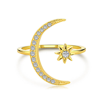 [ElanLuxe Jewelry]Eternity Moon & Star Ring