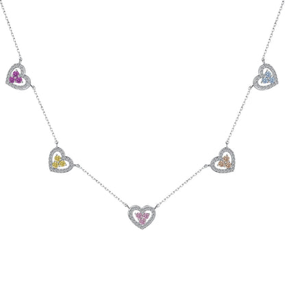 [ElanLuxe Jewelry]Sparkling Five Heart Necklace