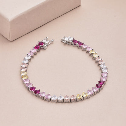 [ElanLuxe Jewelry]Luxurious Colorful Romantic Heart Shape Lover Bracelet