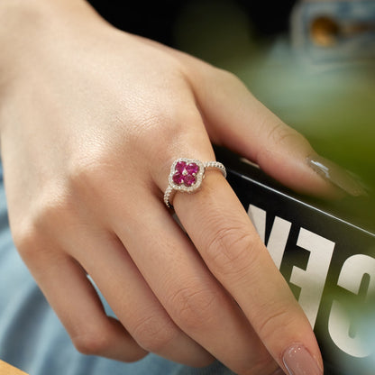 [ElanLuxe Jewelry]Four Leaf Clover Flower Design Ring