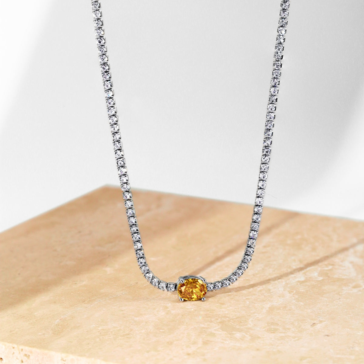 [ElanLuxe Jewelry]1.0 Carat Shining Oval Cut Necklace