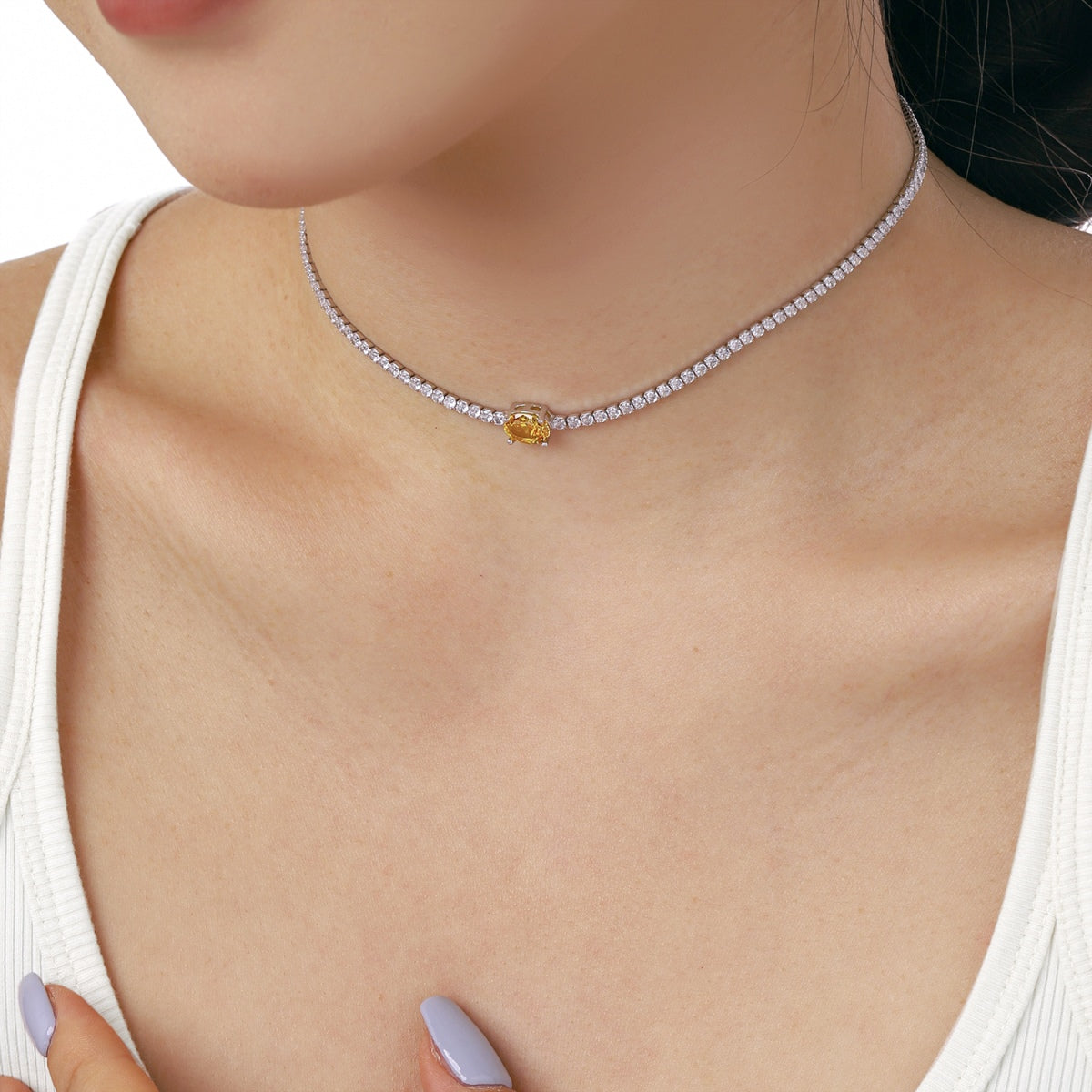 [ElanLuxe Jewelry]1.0 Carat Shining Oval Cut Necklace