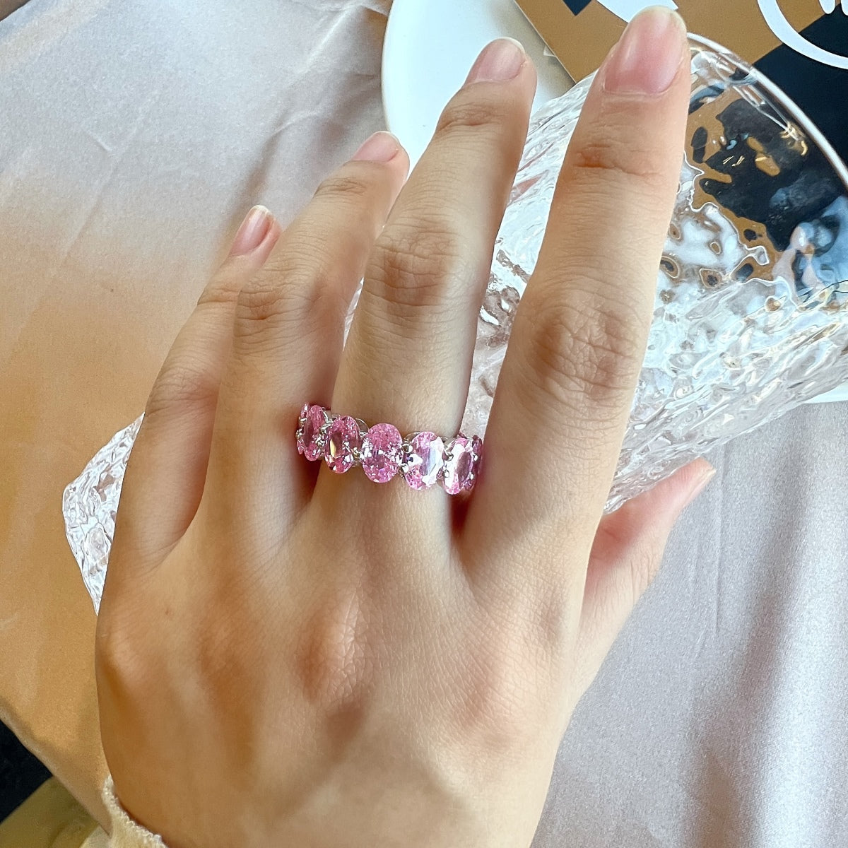 [ElanLuxe Jewelry]Dainty Elongated Cushion Cut Tennis Ring
