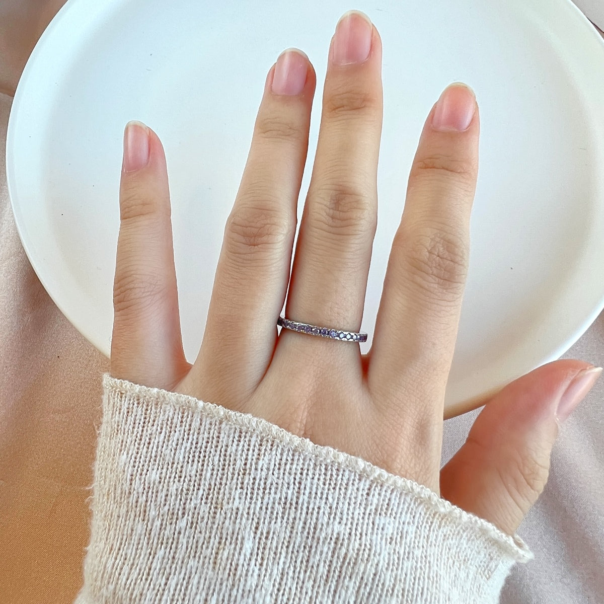 [ElanLuxe Jewelry]Delicate Sparkling Round Cut Daily Ring
