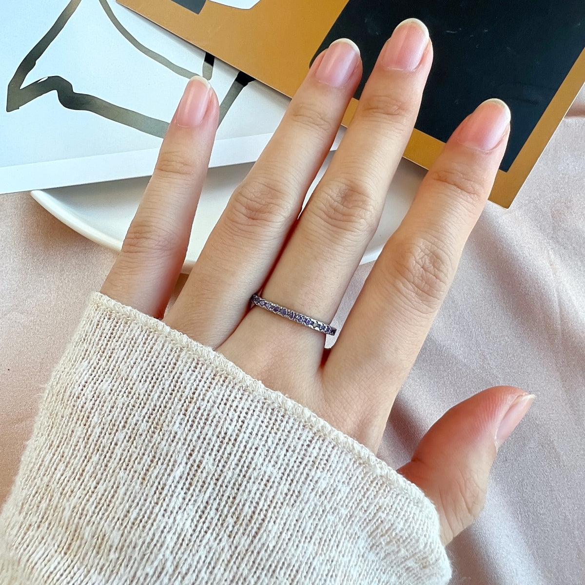 [ElanLuxe Jewelry]Delicate Sparkling Round Cut Daily Ring