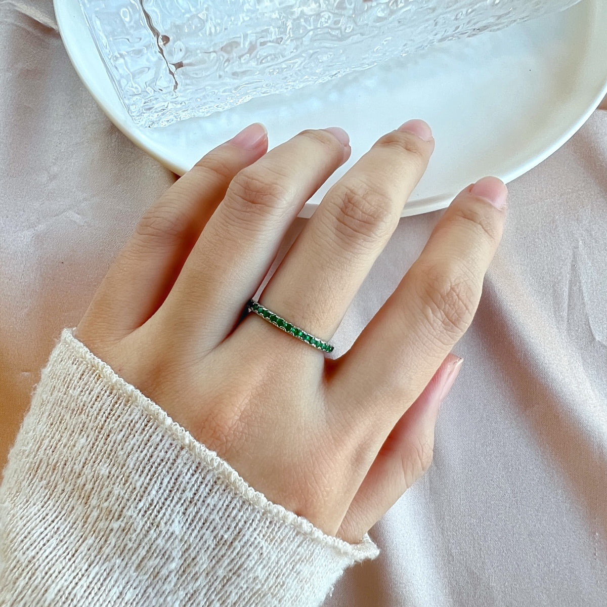 [ElanLuxe Jewelry]Delicate Sparkling Round Cut Daily Ring