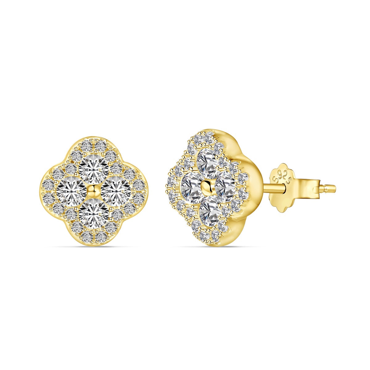 [ElanLuxe Jewelry]Four-Leaf Clover Flower Shaped Earrings