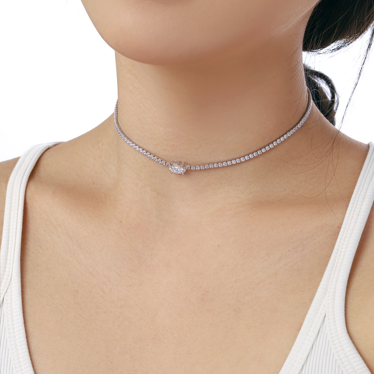[ElanLuxe Jewelry]1.0 Carat Shining Oval Cut Necklace