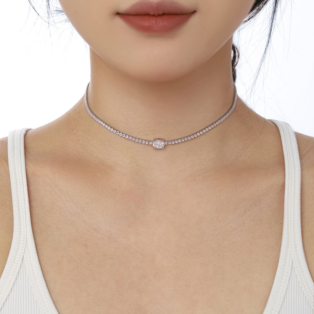 [ElanLuxe Jewelry]1.0 Carat Shining Oval Cut Necklace