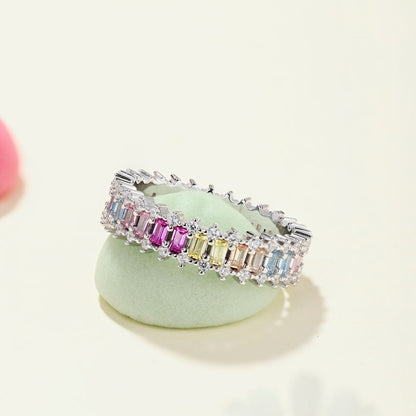 [ElanLuxe Jewelry]Splashy Ornate Emerald Cut Cocktail Ring