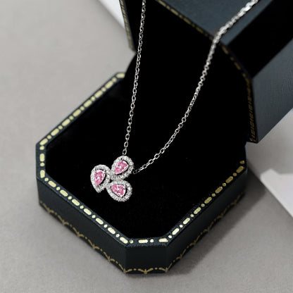 [ElanLuxe Jewelry]Elegant Flower Shape Pear Cut Necklace