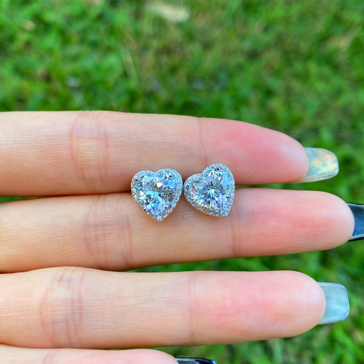 [ElanLuxe Jewelry]Sparkling Heart Shape Lover Earrings