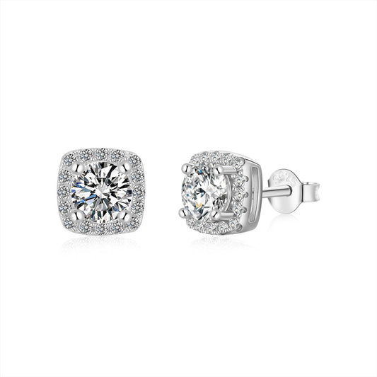 [ElanLuxe Jewelry]Classic Round Center Stone Stud Earrings