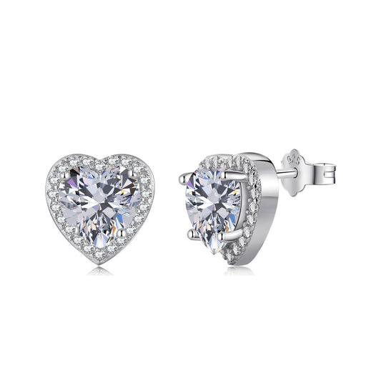 [ElanLuxe Jewelry]Sparkling Heart Shape Lover Earrings