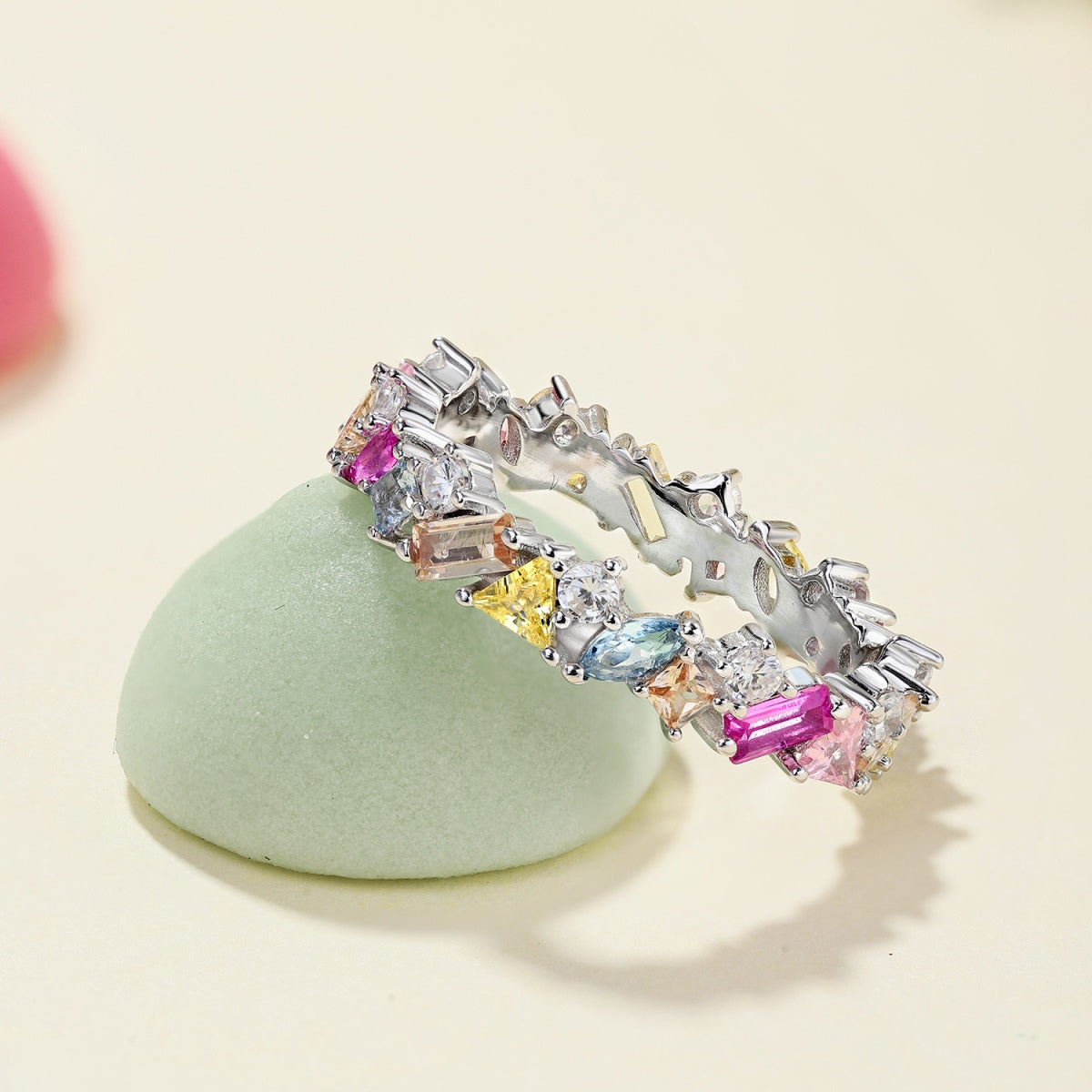 [ElanLuxe Jewelry]Dazzling Polychromatic Multi cut Daily Ring
