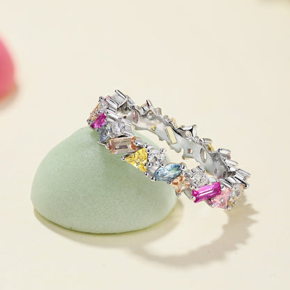 [ElanLuxe Jewelry]Dazzling Polychromatic Multi cut Daily Ring