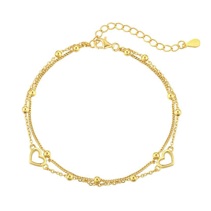 [ElanLuxe Jewelry]Dainty Double Layer Love Heart Bracelet