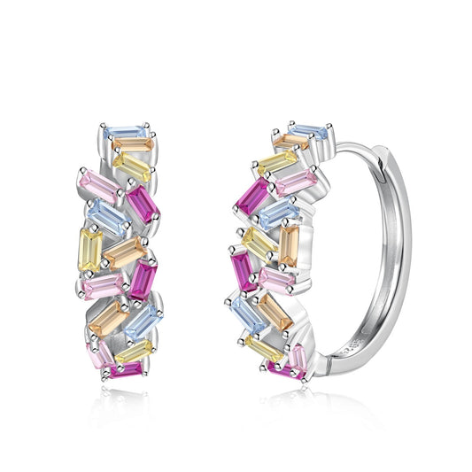 [ElanLuxe Jewelry]Dazzling Colorful Emerald Cut Daily Earrings