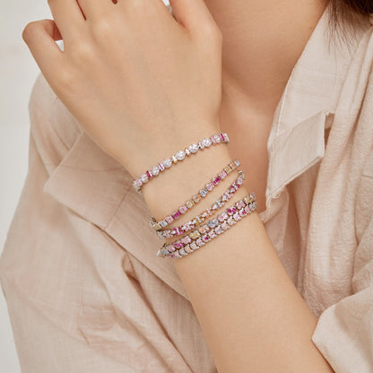 [ElanLuxe Jewelry]Delicate Colorful Emerald Cut Party Bracelet