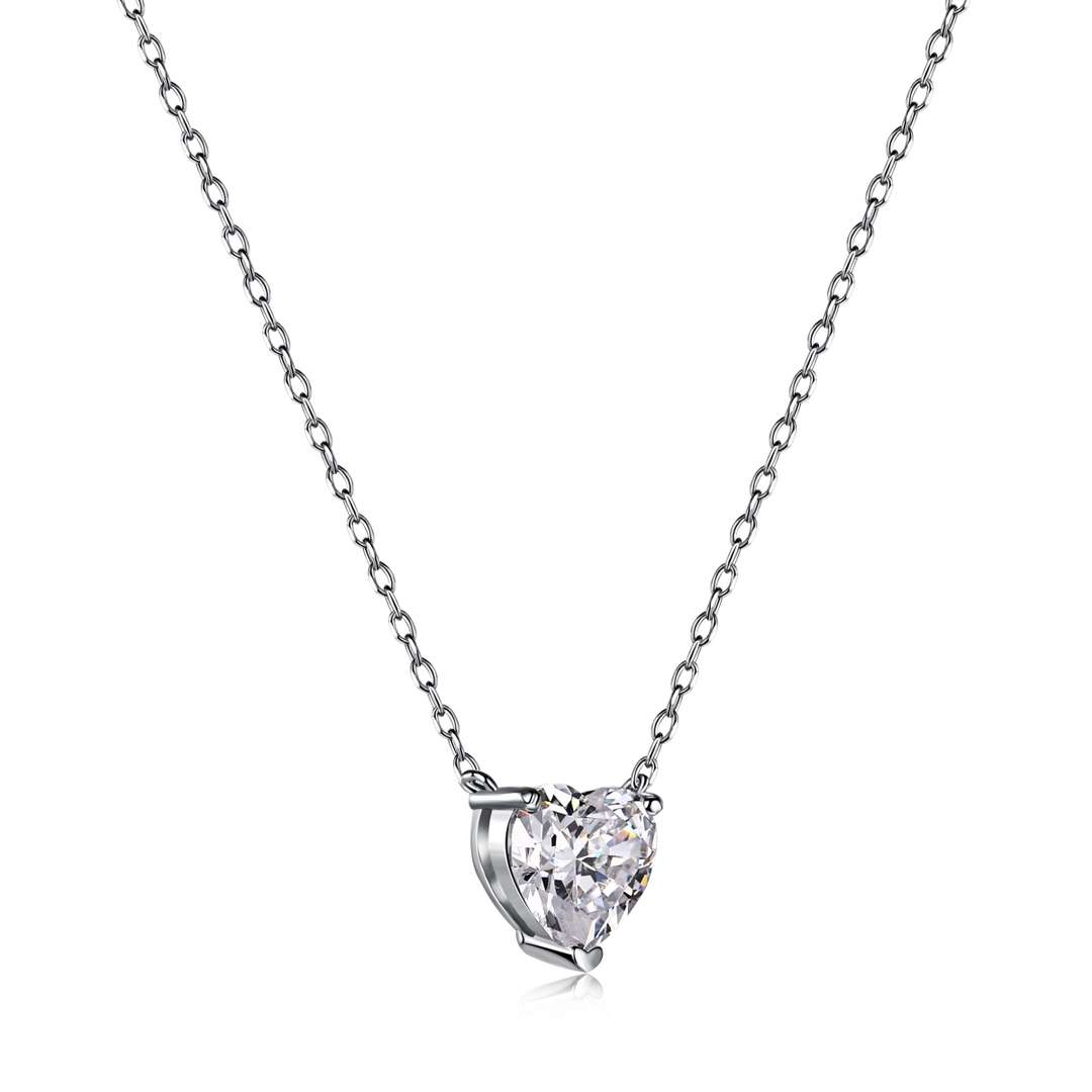 [ElanLuxe Jewelry]Heart Shape Main Stone Pendant Collarbone Necklace