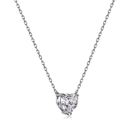 [ElanLuxe Jewelry]Heart Shape Main Stone Pendant Collarbone Necklace