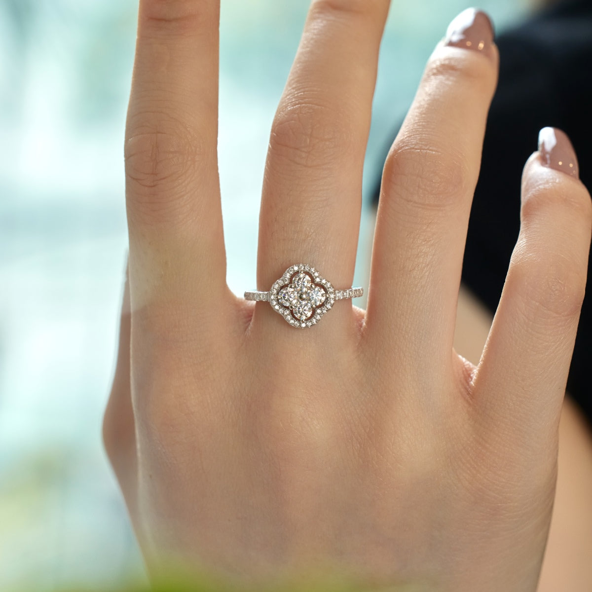 [ElanLuxe Jewelry]Four Leaf Clover Flower Design Ring