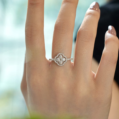 [ElanLuxe Jewelry]Four Leaf Clover Flower Design Ring