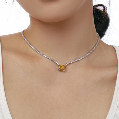 [ElanLuxe Jewelry]4.0 Carat Elegant Radiant Cut Necklace