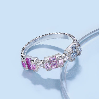 [ElanLuxe Jewelry]Unique Colorful Emerald Cut Party Ring