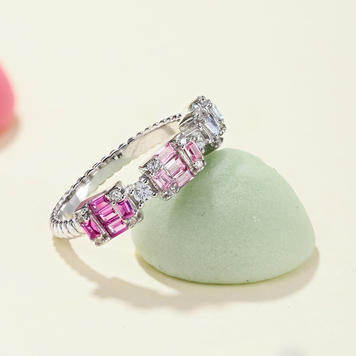 [ElanLuxe Jewelry]Unique Colorful Emerald Cut Party Ring