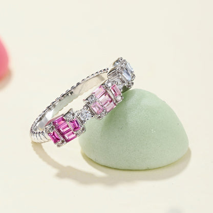 [ElanLuxe Jewelry]Unique Colorful Emerald Cut Party Ring
