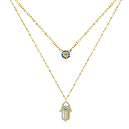 [ElanLuxe Jewelry]ElanLuxe Jewelryn Eye Hamsa Palm Necklace