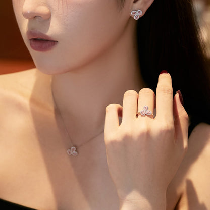 [ElanLuxe Jewelry]Elegant Flower Shape Pear Cut Necklace