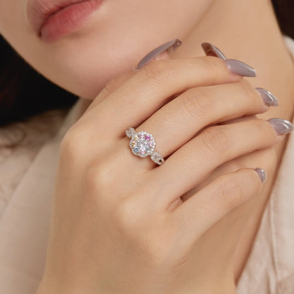 [ElanLuxe Jewelry]Delicate Colorful Round Cut Flower Shape Wedding Ring