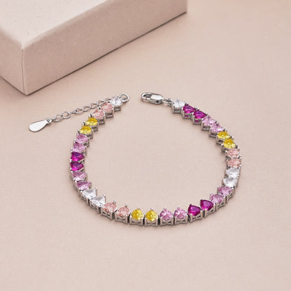 [ElanLuxe Jewelry]Luxurious Colorful Romantic Heart Shape Lover Bracelet