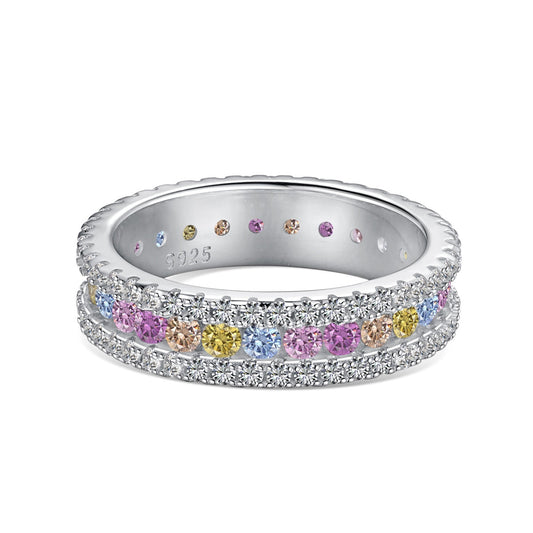 [ElanLuxe Jewelry]Delicate Colorful Round Cut Daily Ring