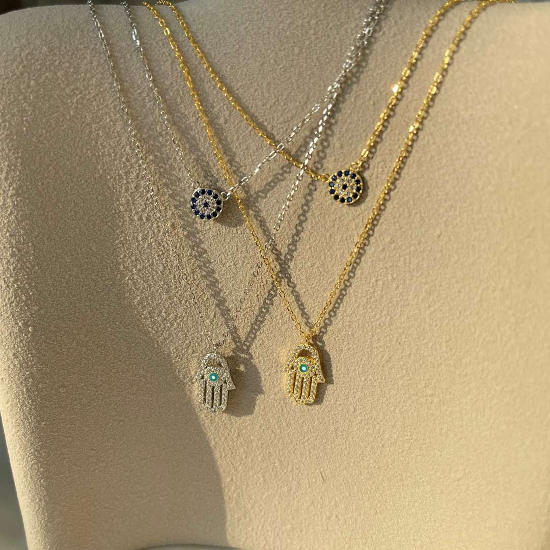 [ElanLuxe Jewelry]ElanLuxe Jewelryn Eye Hamsa Palm Necklace