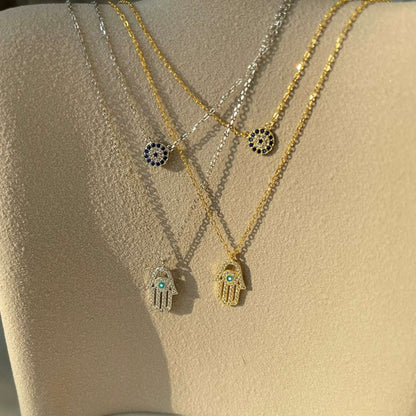 [ElanLuxe Jewelry]ElanLuxe Jewelryn Eye Hamsa Palm Necklace