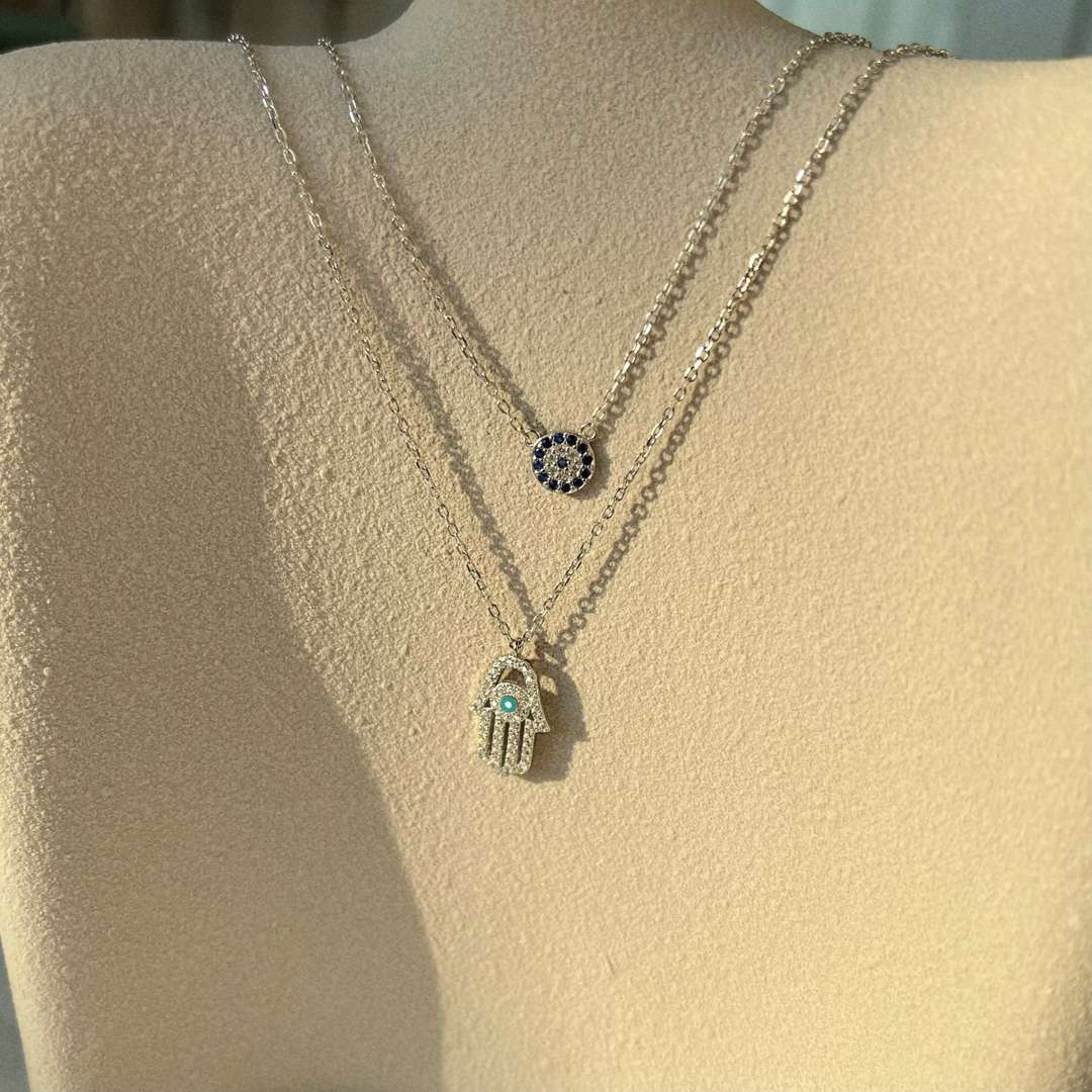 [ElanLuxe Jewelry]ElanLuxe Jewelryn Eye Hamsa Palm Necklace