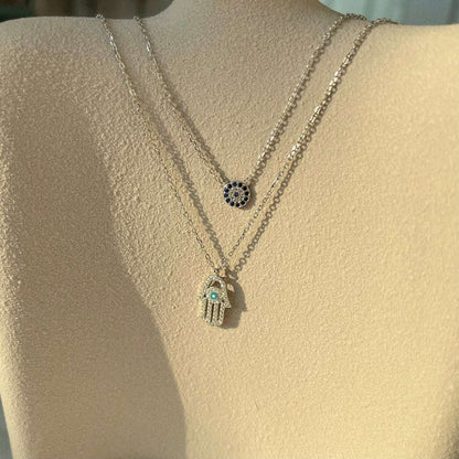 [ElanLuxe Jewelry]ElanLuxe Jewelryn Eye Hamsa Palm Necklace