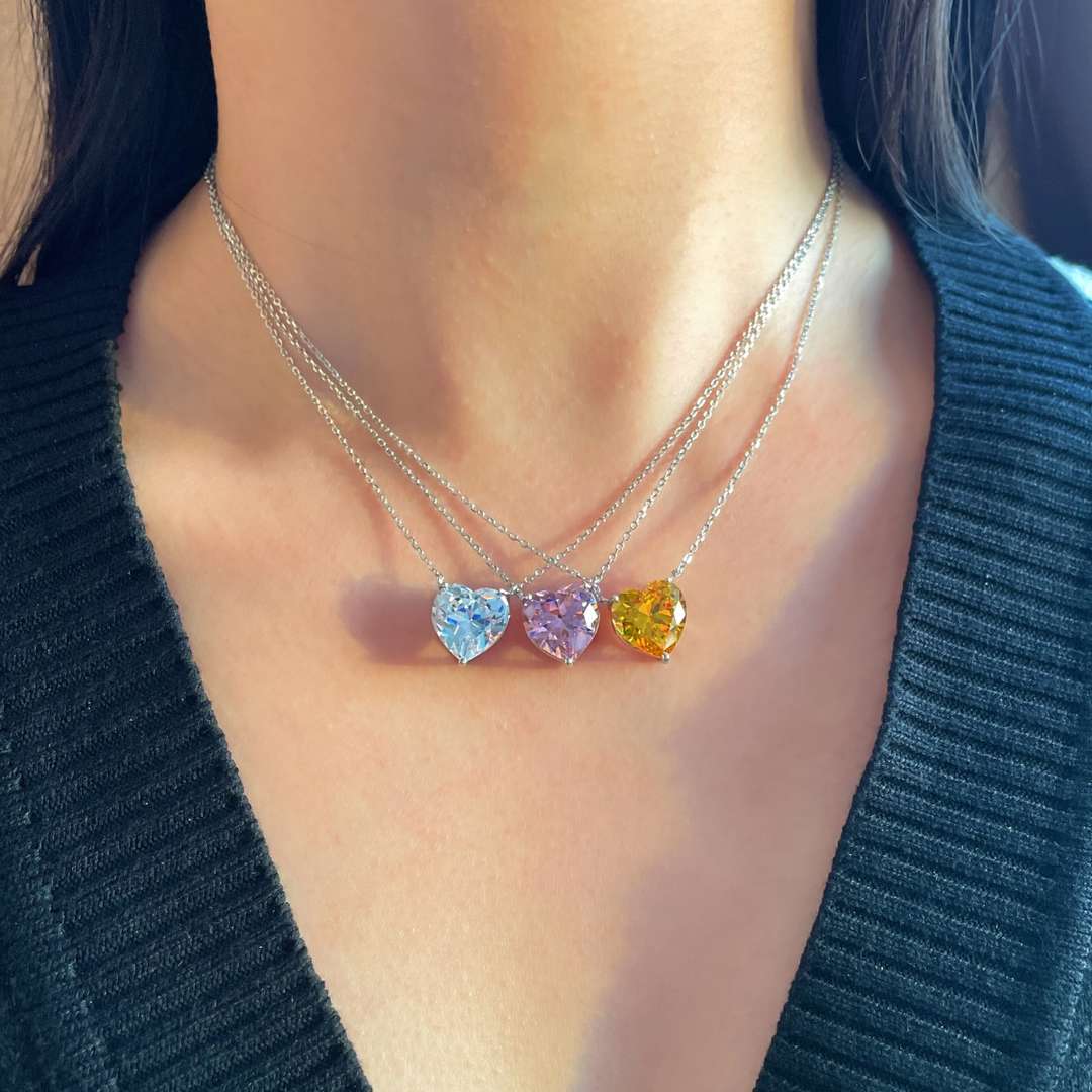 [ElanLuxe Jewelry]6.0 carat Radiant Heart Shape Necklace